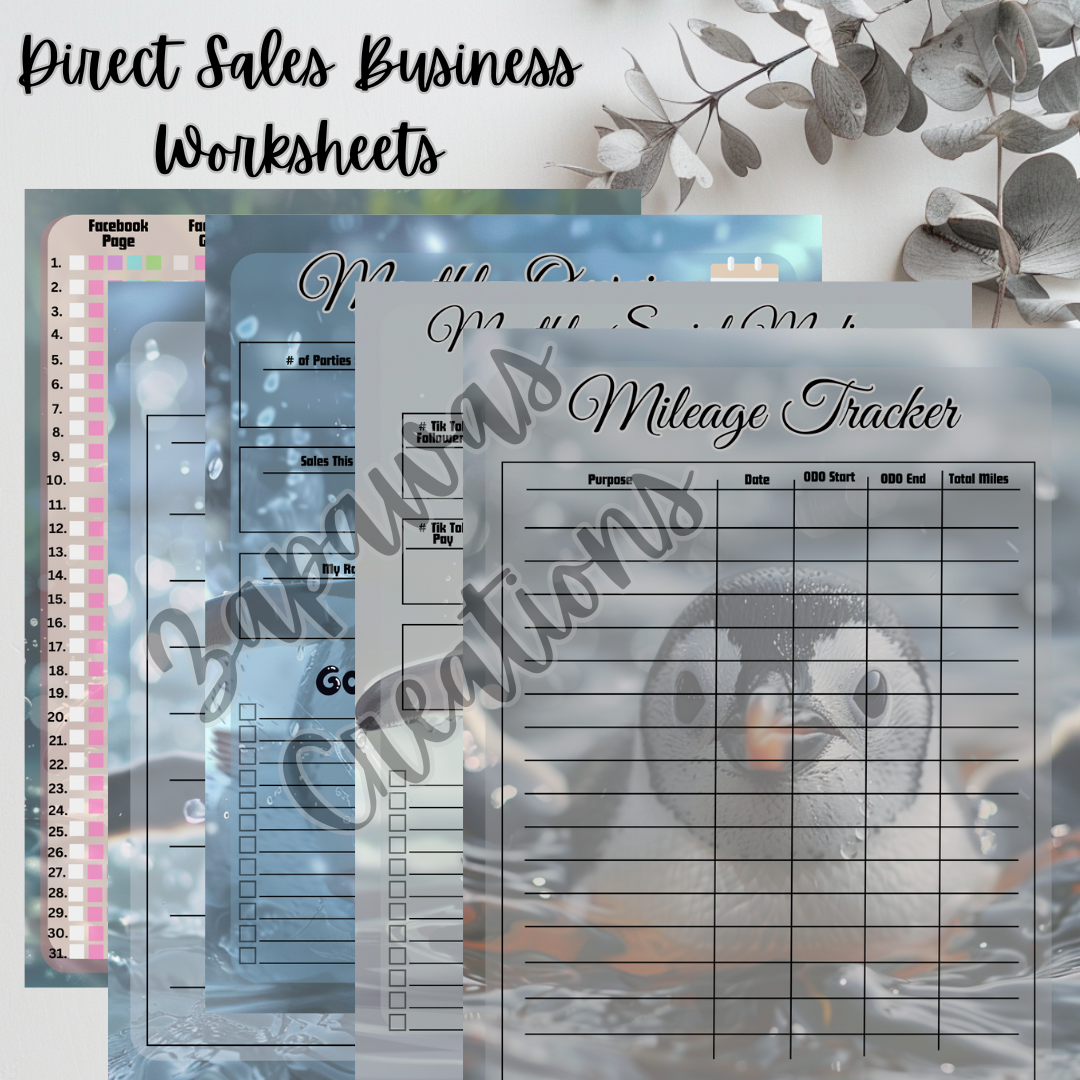 Direct Sales PDF Bundle | Penguin Theme | Digital Download | Tracker | Printable