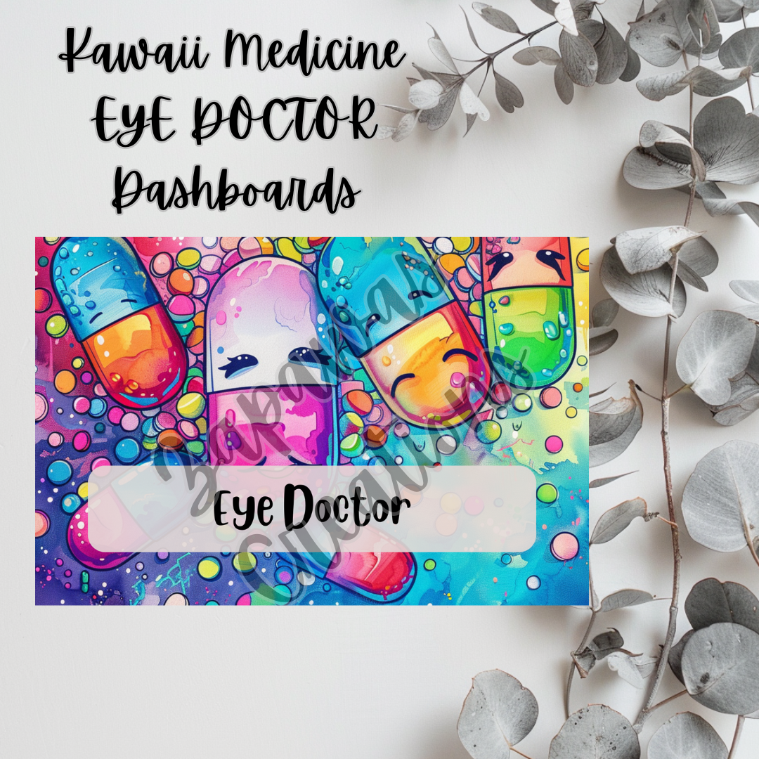 Kawaii Medicine Themed EYE DOCTOR Dashboard 4x6 | Digital PNG Download | Cash Budgeting | Printable