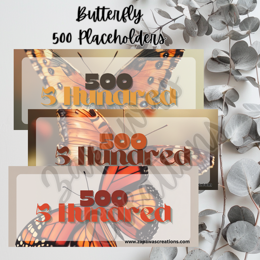 Butterfly Money Placeholder | Digital Download | 500 Slips | Set of 3