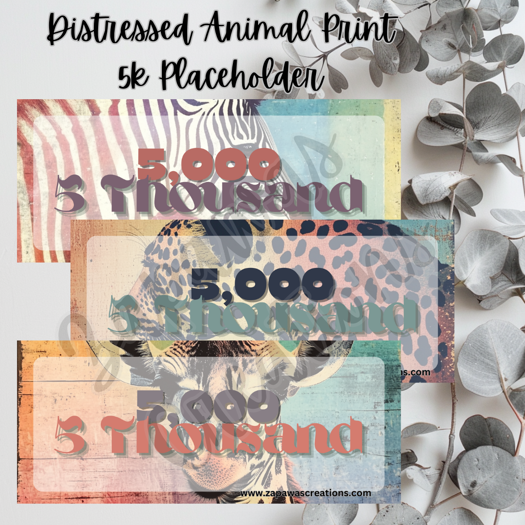 Distressed Animal Print Money Placeholder | Digital Download | 5k Slips | Set of 3