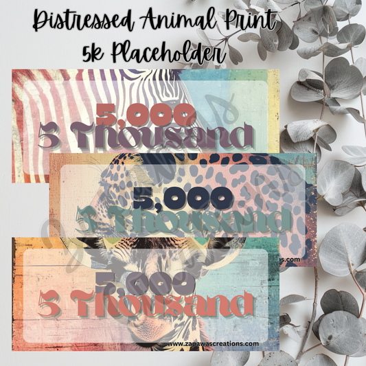 Distressed Animal Print Money Placeholder | Digital Download | 5k Slips | Set of 3