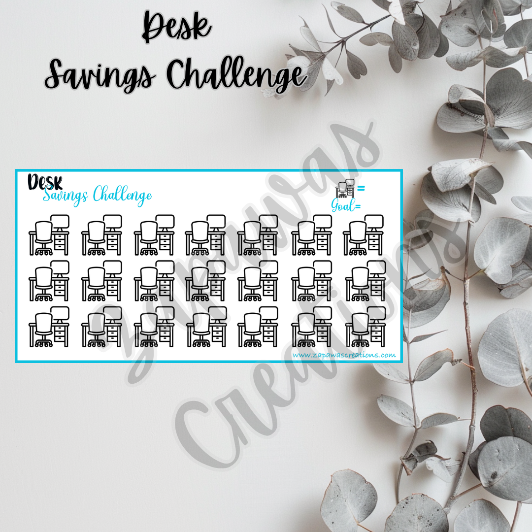 Desk Savings Challenge | Digital Download | Cash Budgeting | PDF