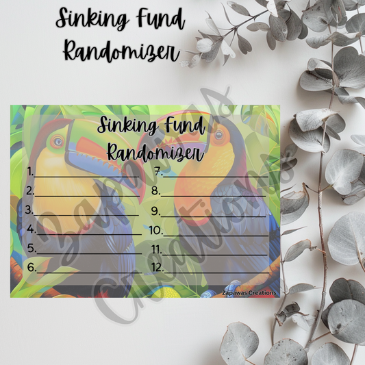 Sinking Fund Randomizer | Toucan Themed  | Digital Download | Cash Budgeting | Printable