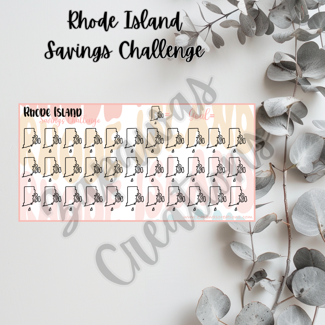 Rhode Island Savings Challenge | Digital Download | Cash Budgeting | PDF