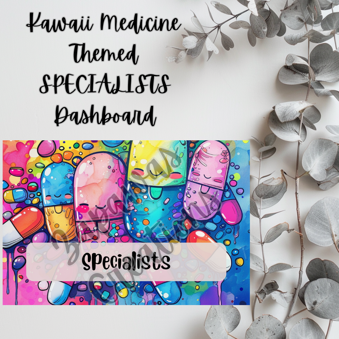 Kawaii Medicine Themed SPECIALISTS Dashboard 4x6 | Digital PNG Download | Cash Budgeting | Printable