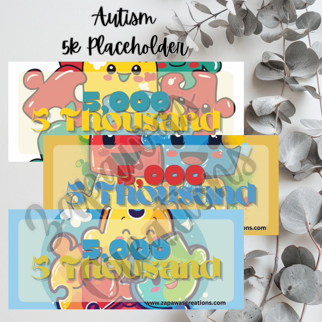 Autism Awareness Money Placeholder | Digital Download | 5k Slips | Set of 3