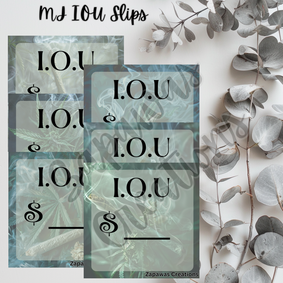 I.O.U Budgeting Slip | MJ Theme | Digital Download | Cash Budget Slips | Set of 6