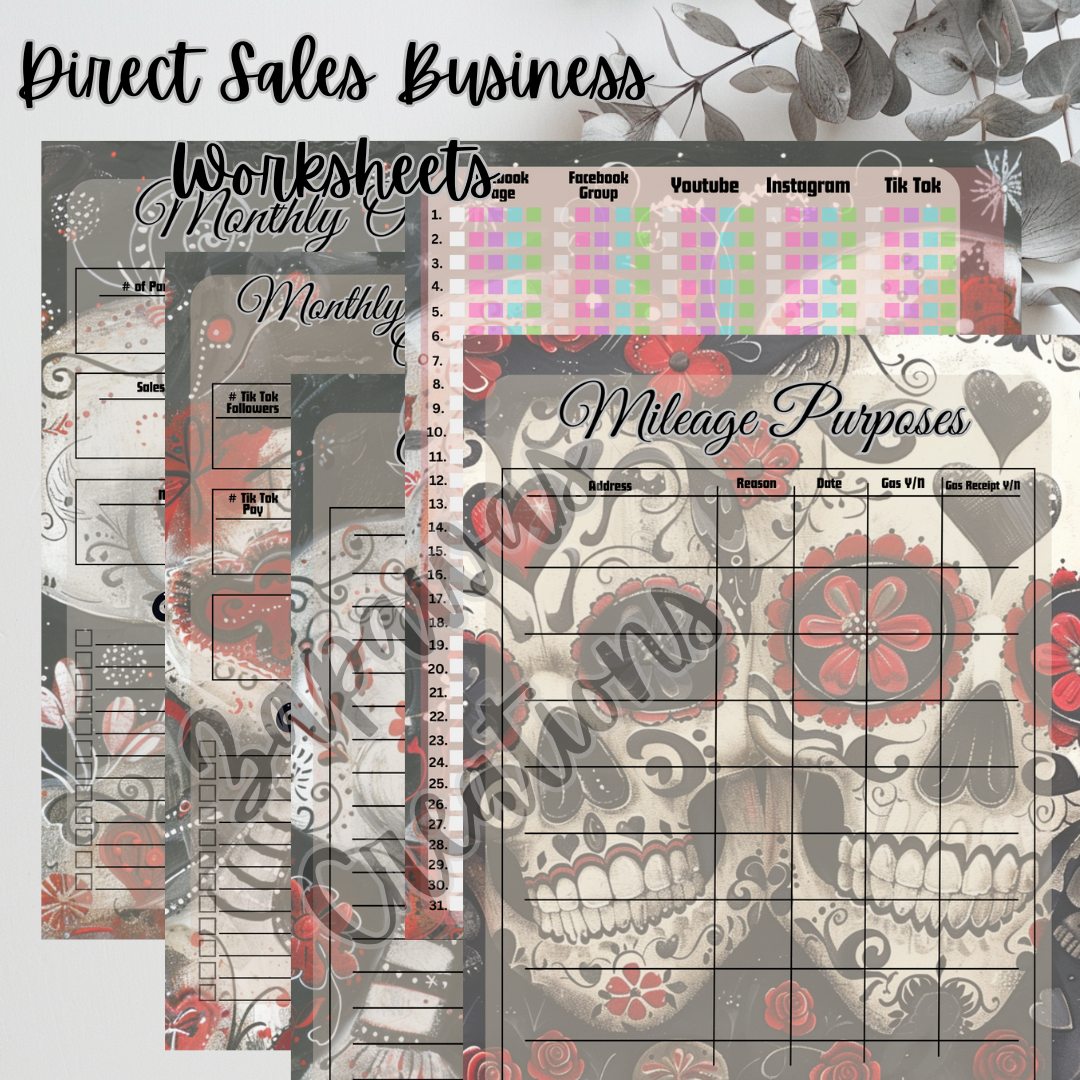 Direct Sales PDF Bundle | Love Sugar Skull Theme | Digital Download | Tracker | Printable