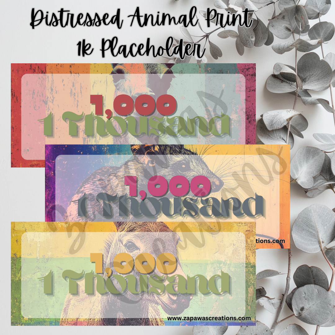 Distressed Animal Print Money Placeholder | Digital Download | 1000 Slips | Set of 3