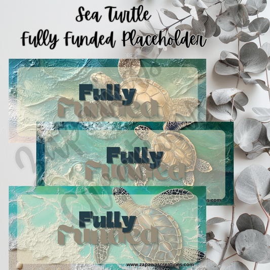 Sea Turtle Money Placeholder | Digital Download | Fully Funded Slips | Set of 3