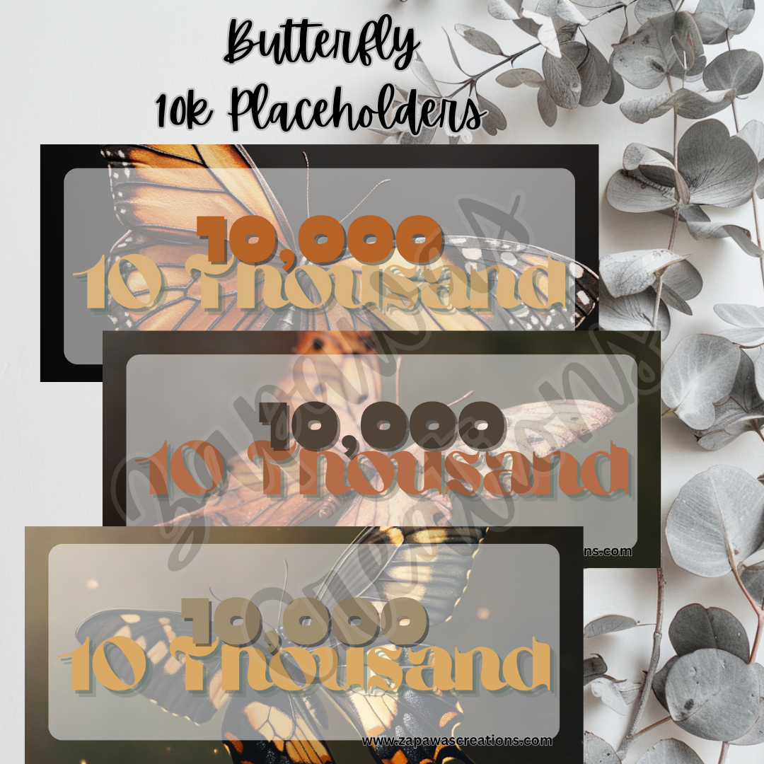 Butterfly Money Placeholder |  Digital Download | 10,000 Slips | Set of 3