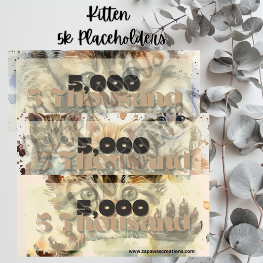 Kitten Watercolor Money Placeholder | Digital Download | 5k Slips | Set of 3