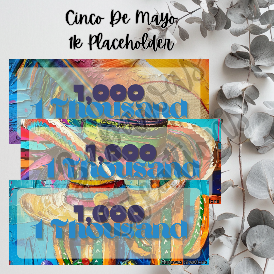 Money Placeholder | Cinco De Mayo Theme | Digital Download | 1000 Slips | Set of 3