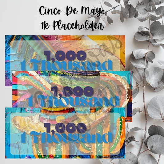 Money Placeholder | Cinco De Mayo Theme | Digital Download | 1000 Slips | Set of 3