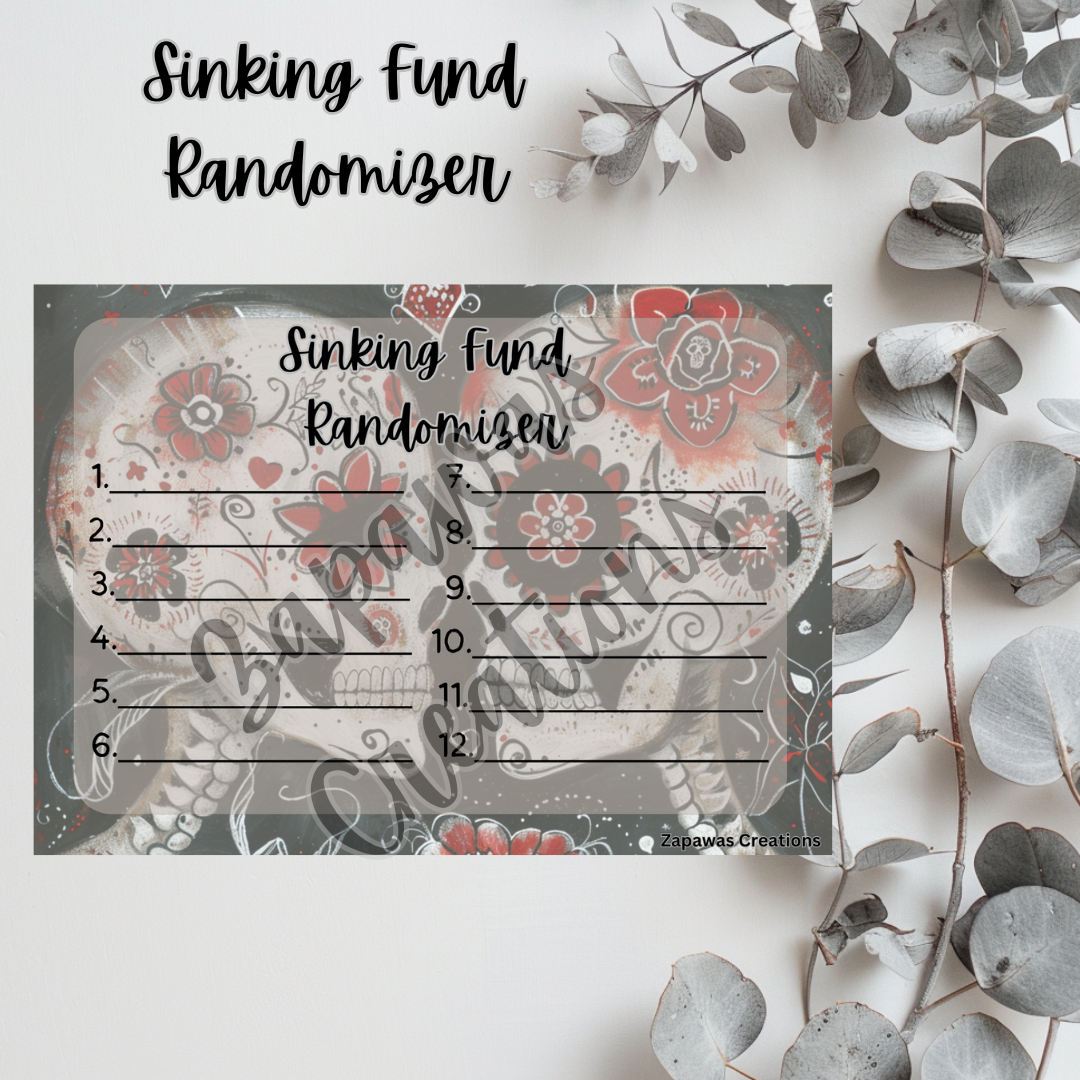 Sinking Fund Randomizer | Love Sugar Skull Themed  | Digital Download | Cash Budgeting | Printable