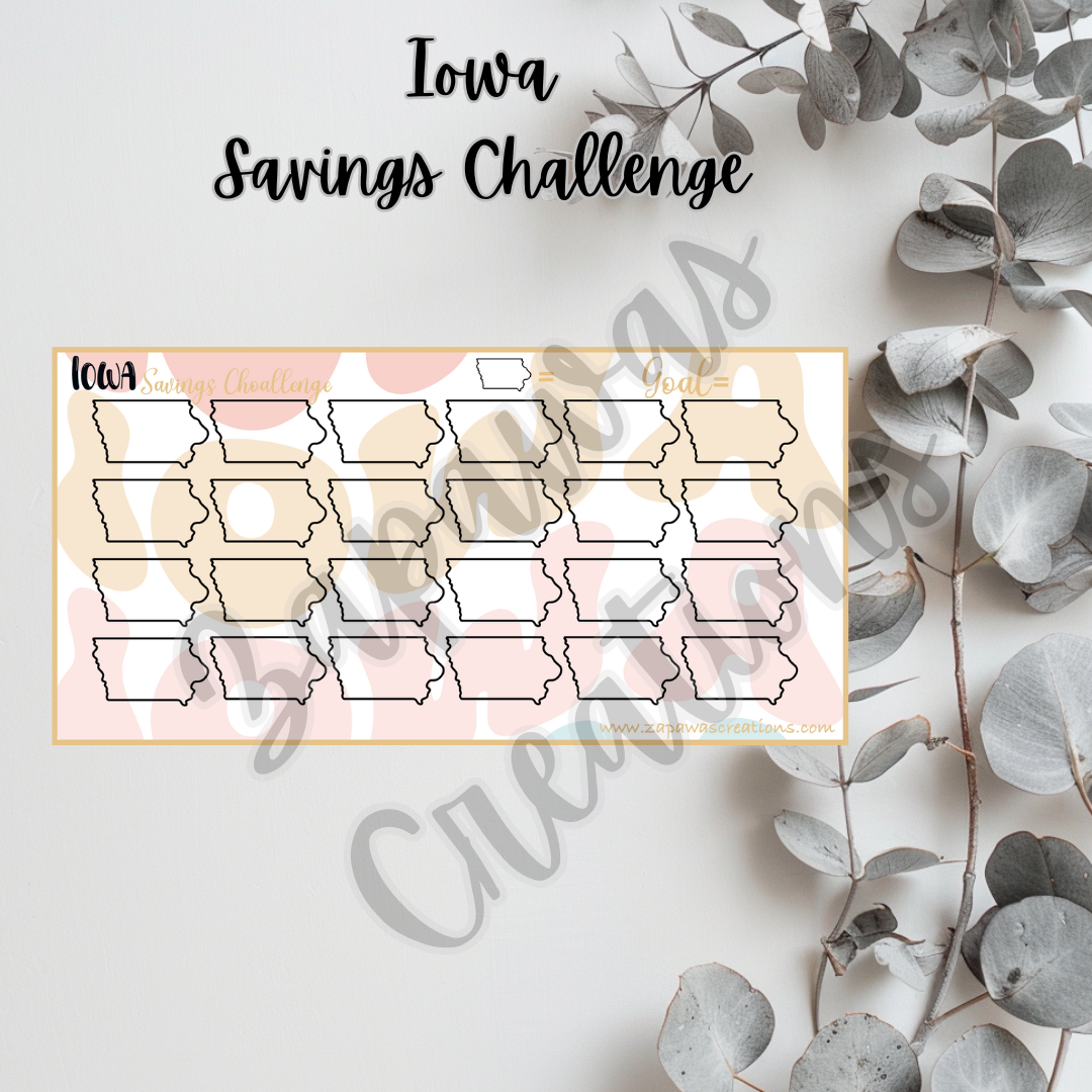 Iowa Savings Challenge | Digital Download | Cash Budgeting | PDF