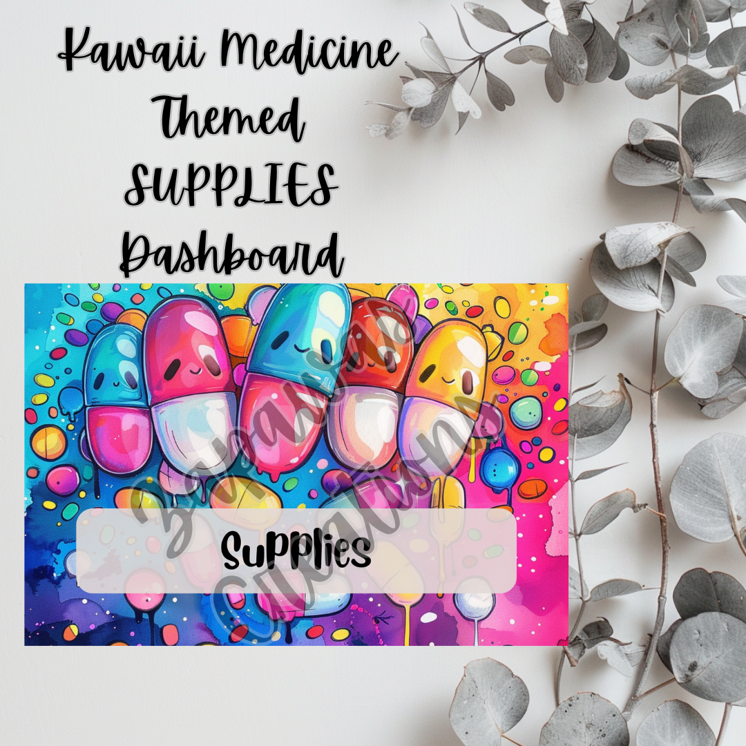 Kawaii Medicine Themed SUPPLIES Dashboard 4x6 | Digital PNG Download | Cash Budgeting | Printable