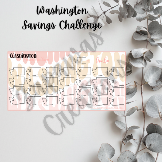 Washington Savings Challenge | Digital Download | Cash Budgeting | PDF