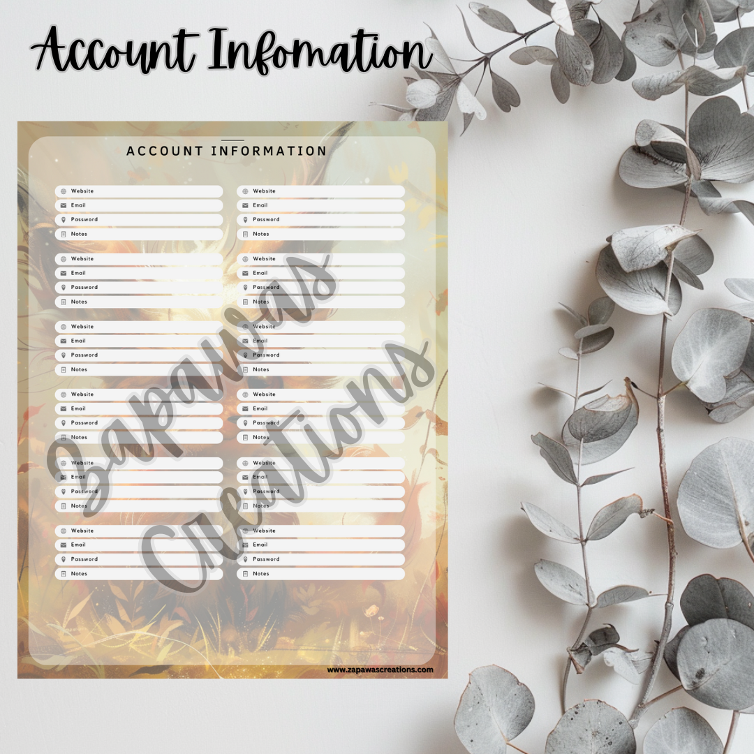 Woodland Creature Theme Account Printable | Digital Download | Cash Budgeting | PDF