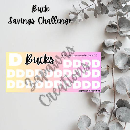 D Bucks Savings Challenge | Digital Download | Cash Budgeting | PDF