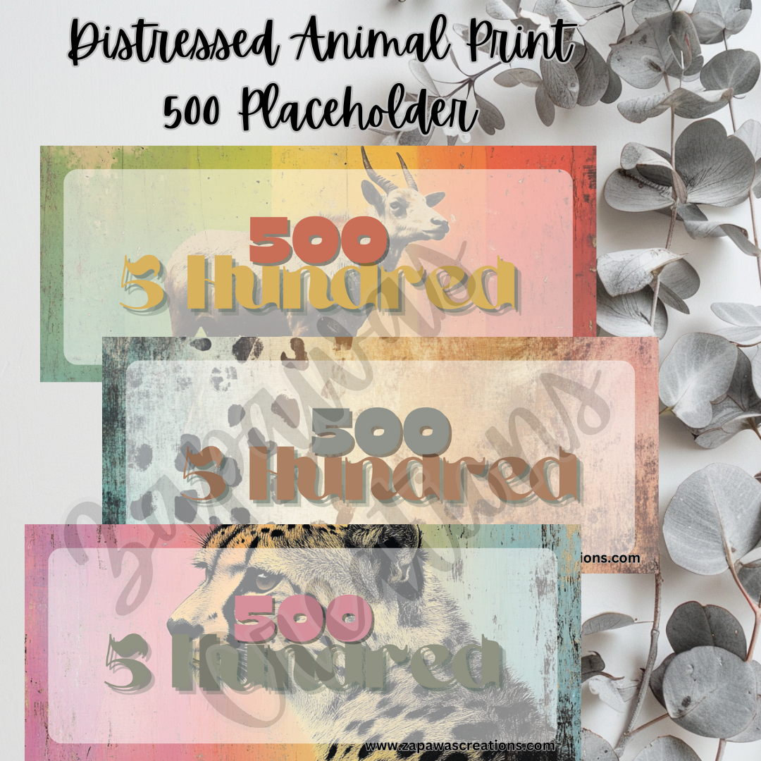 Distressed Animal Print Money Placeholder | Digital Download | 500 Slips | Set of 3