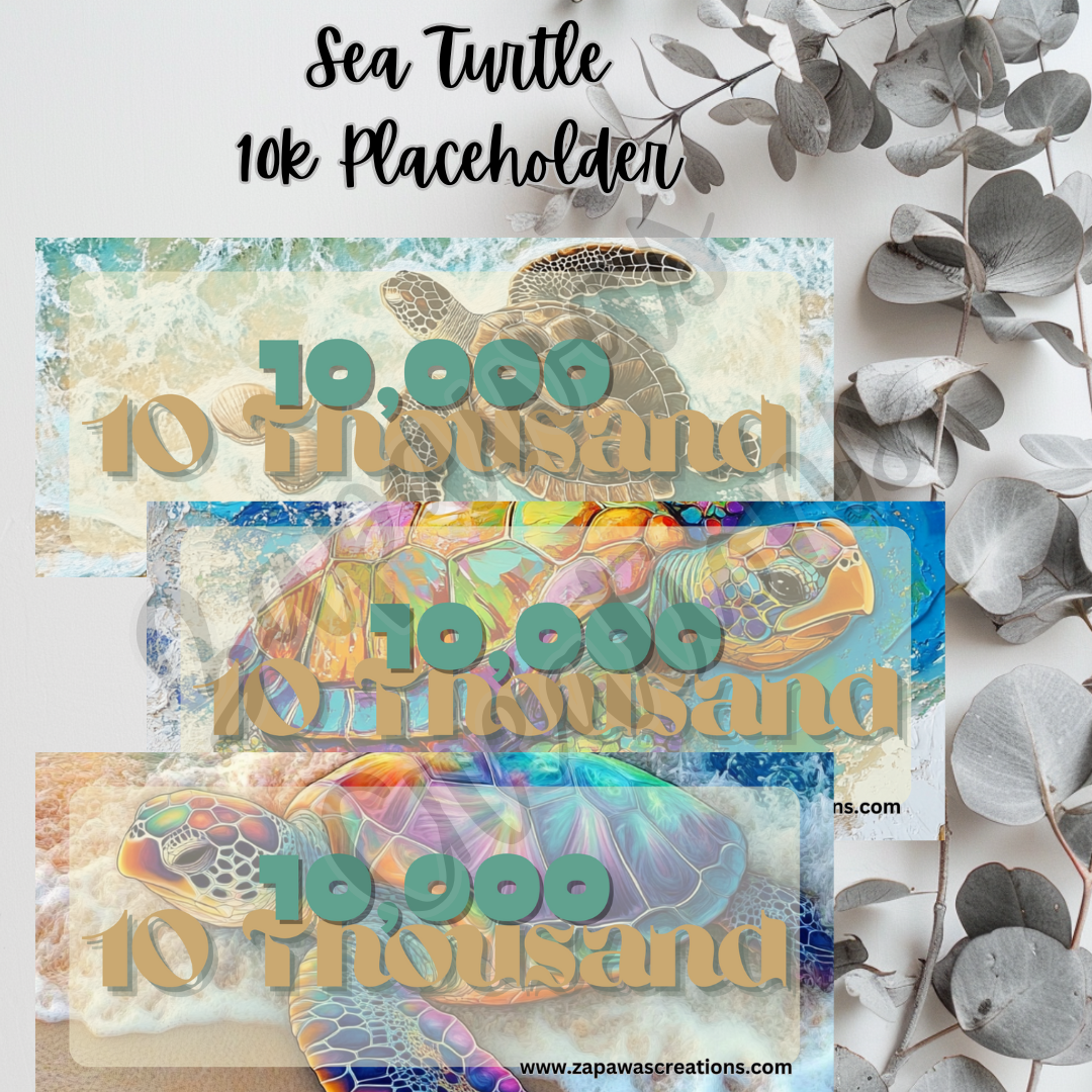 Sea Turtle Money Placeholder |  Digital Download | 10,000 Slips | Set of 3