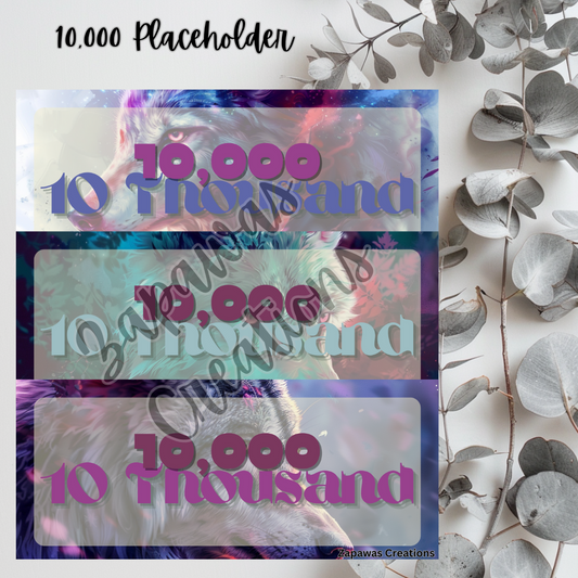 Money Placeholder | Wolf Theme Digital Download | 10,000 Slips | Set of 3