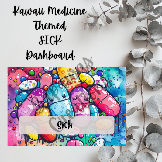 Kawaii Medicine Themed SICK Dashboard 4x6 | Digital PNG Download | Cash Budgeting | Printable