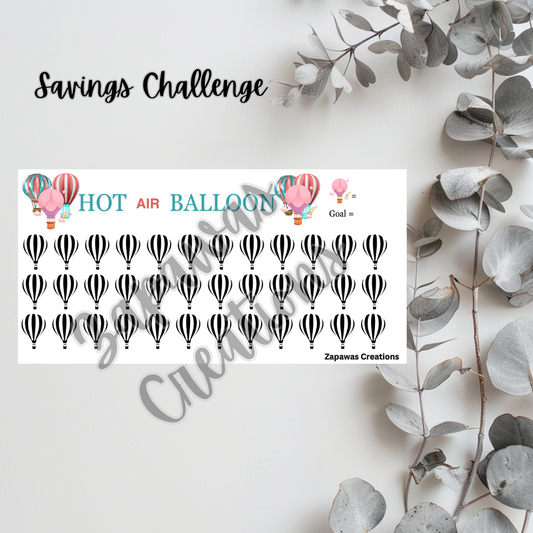 Hot Air Balloon Savings Challenge | A6 | Digital Download | Cash Budgeting