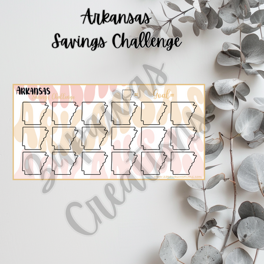 Arkansas Savings Challenge | Digital Download | Cash Budgeting | PDF