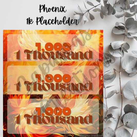 Phoenix Money Placeholder | Digital Download | 1000 Slips | Set of 3