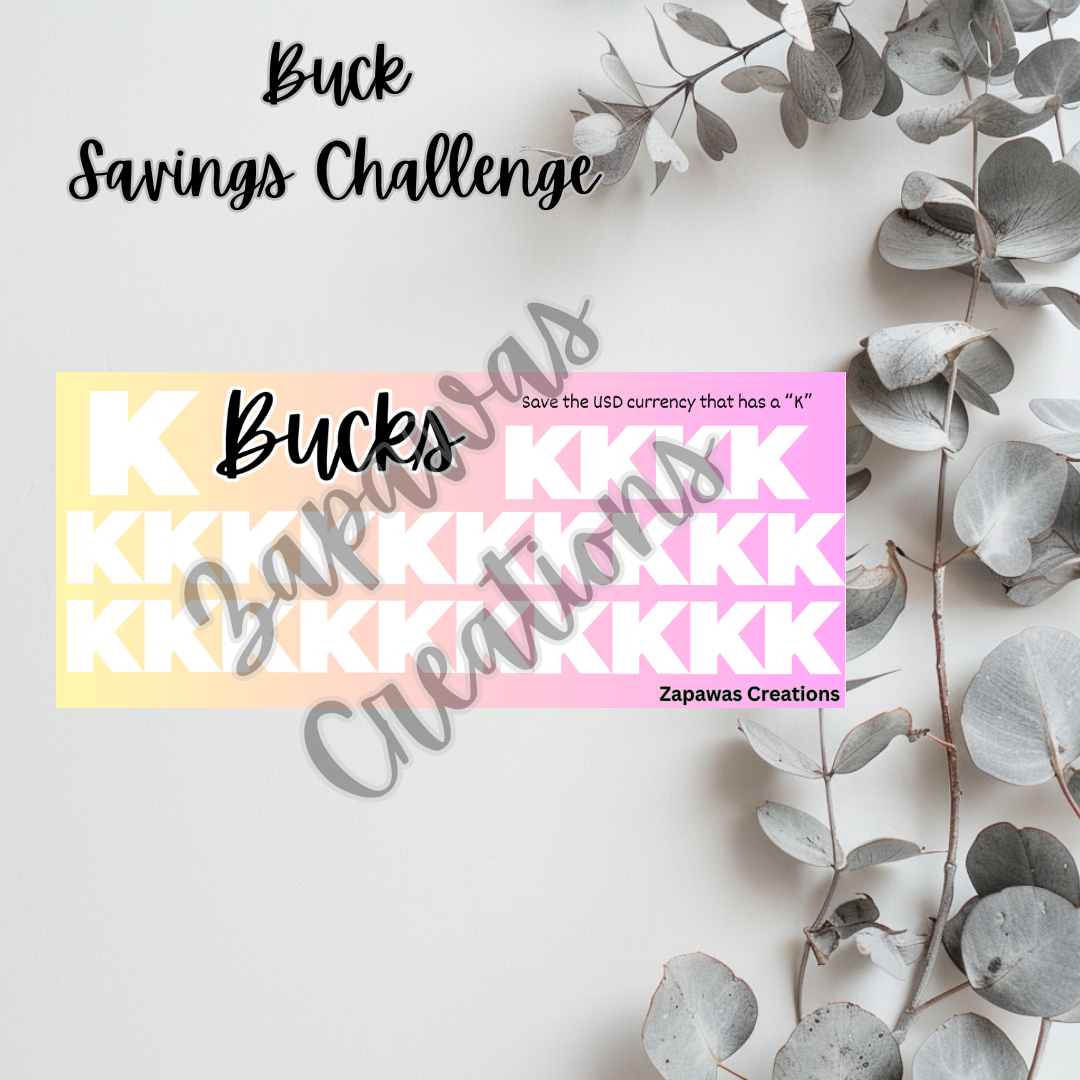 K Bucks Savings Challenge | Digital Download | Cash Budgeting | PDF