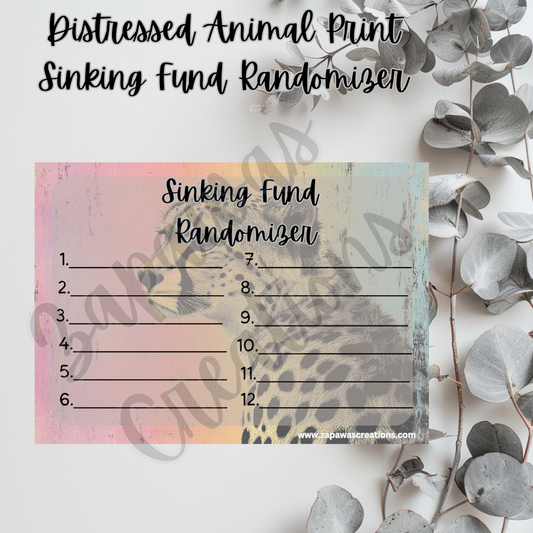 Distressed Animal Print Sinking Fund Randomizer  | Digital Download | Cash Budgeting | Printable