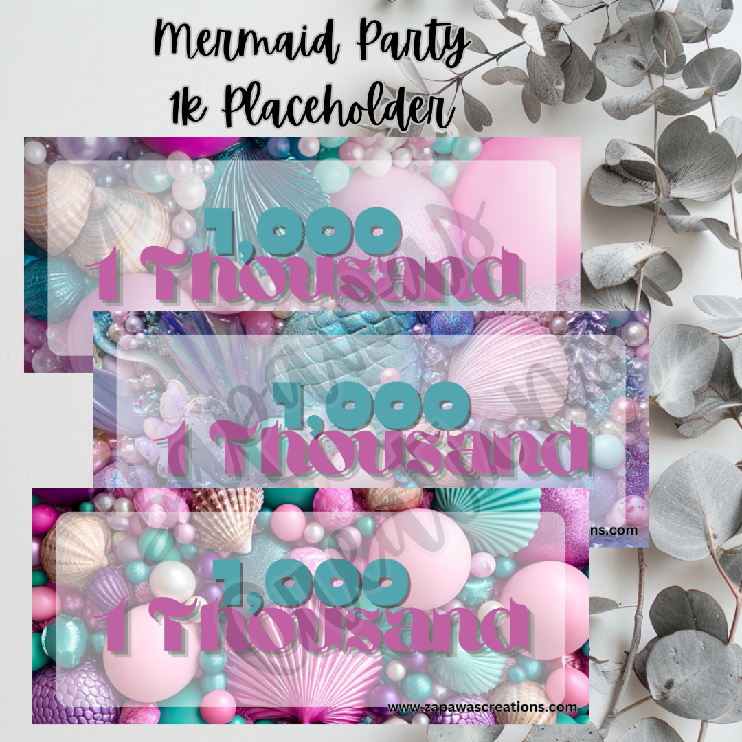 Mermaid Party Money Placeholder | Digital Download | 1000 Slips | Set of 3