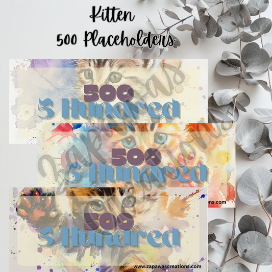 Kitten Watercolor Money Placeholder | Digital Download | 500 Slips | Set of 3