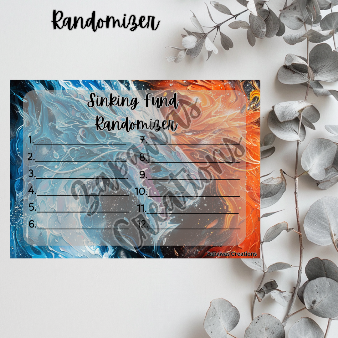 Sinking Fund Randomizer | Fire & Ice Dragon Themed  | Digital Download | Cash Budgeting | Printable