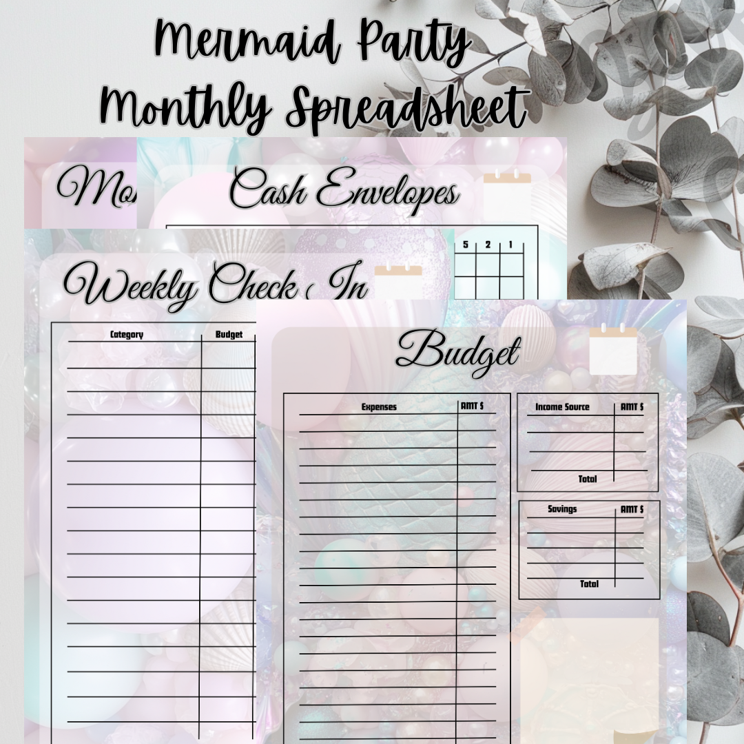 Mermaid Party Complete Budget Bundle | Digital Download | Cash Budget Bundle