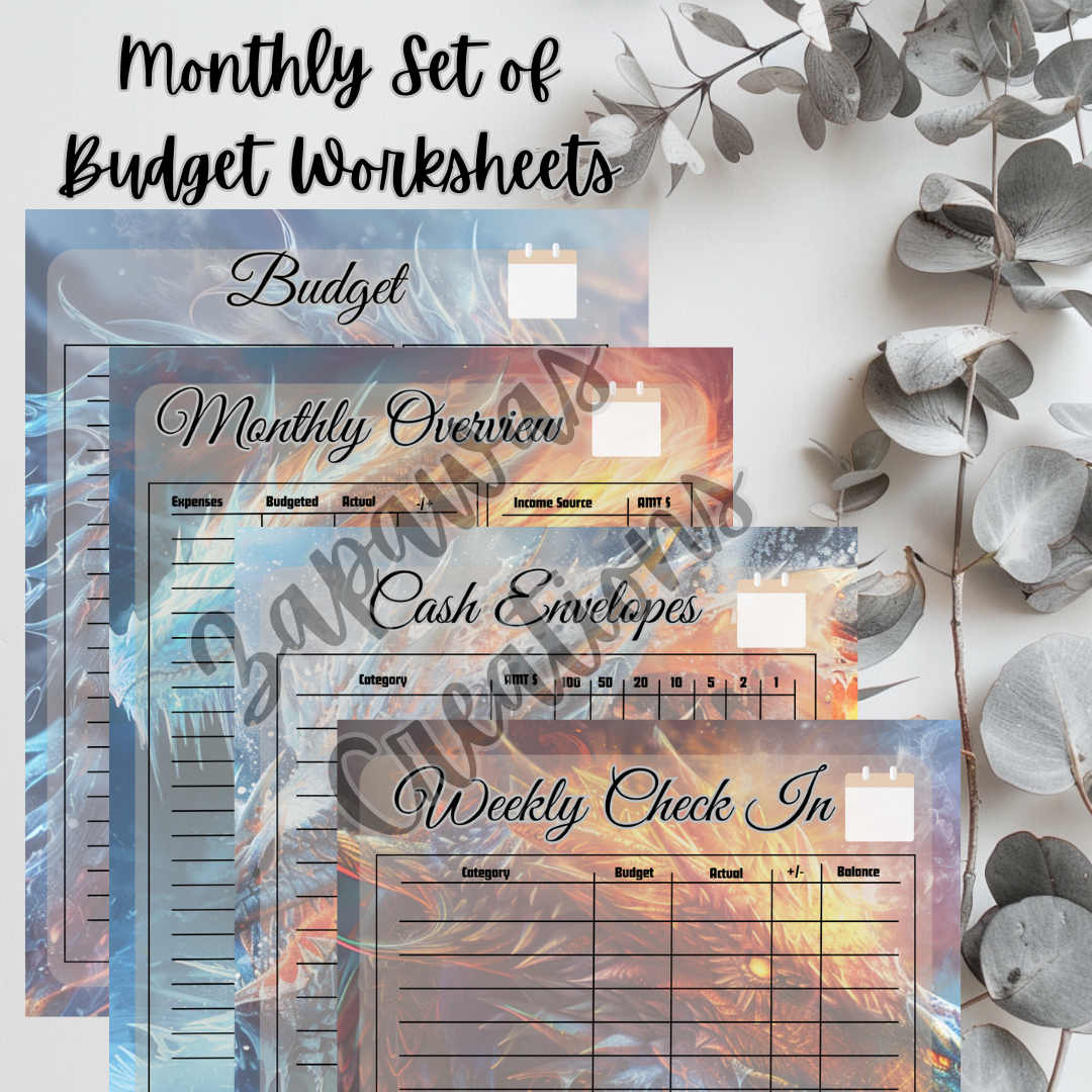 Complete Budget Bundle | Digital Download | Cash Budget Bundle | Fire & Ice Dragon Theme