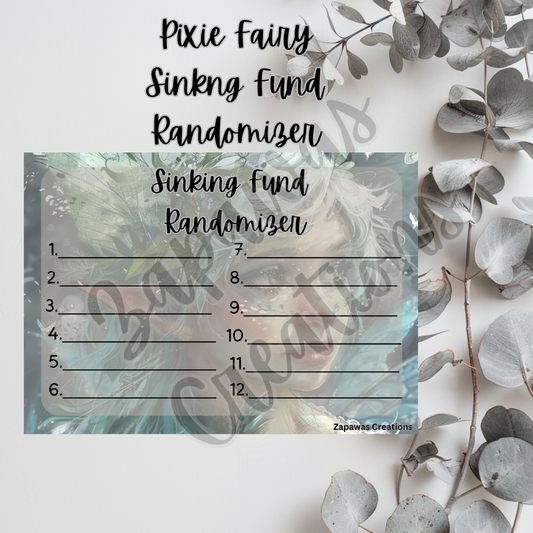 Sinking Fund Randomizer | Pixie Fairy Themed  | Digital Download | Cash Budgeting | Printable