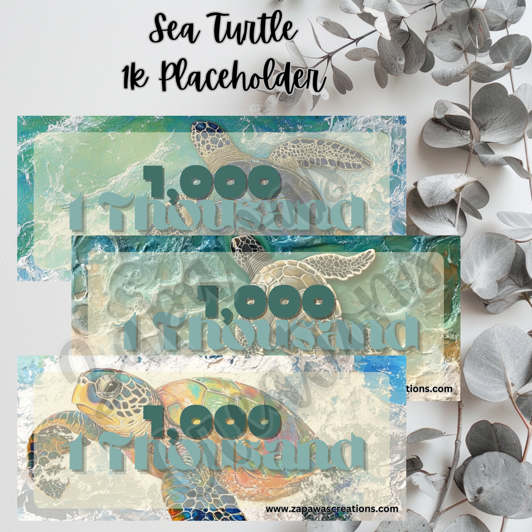 Sea Turtle Money Placeholder | Digital Download | 1000 Slips | Set of 3