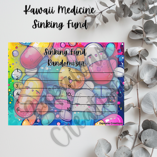 Kawaii Medicine Sinking Fund Randomizer  | Digital Download | Cash Budgeting | Printable