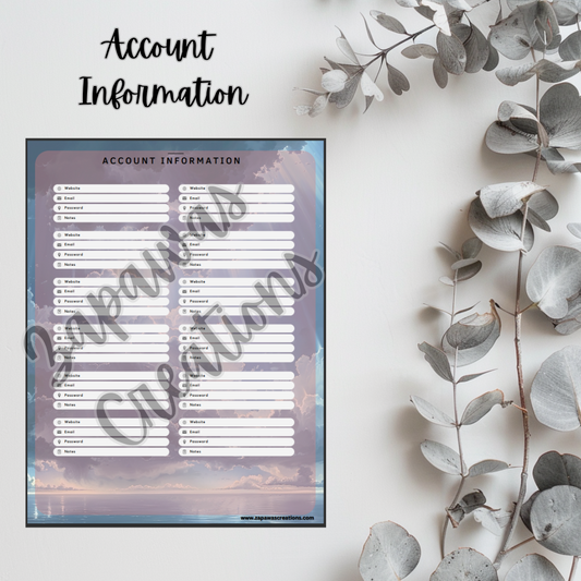 Rain Clouds Theme Account Printable | Digital Download | Cash Budgeting | PDF