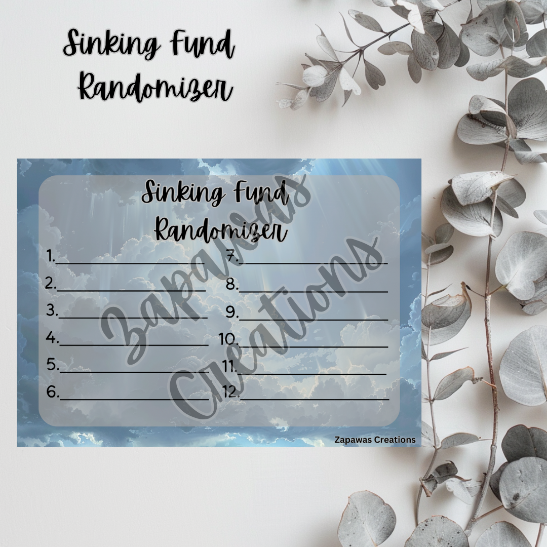 Sinking Fund Randomizer | Rain Cloud Themed  | Digital Download | Cash Budgeting | Printable