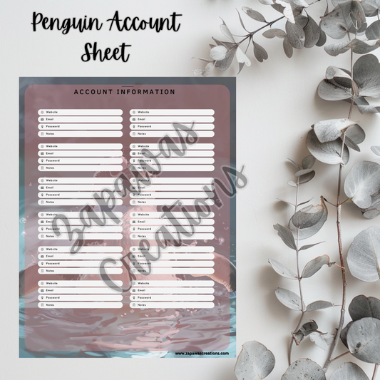 Penguin Theme Account Printable | Digital Download | Cash Budgeting | PDF