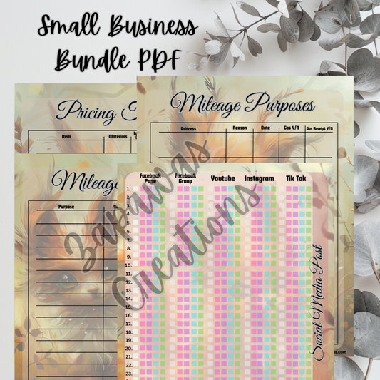 Small Business PDF Bundle | Woodland Creature Theme | Set of 4 | Digital Download | Tracker | Printable