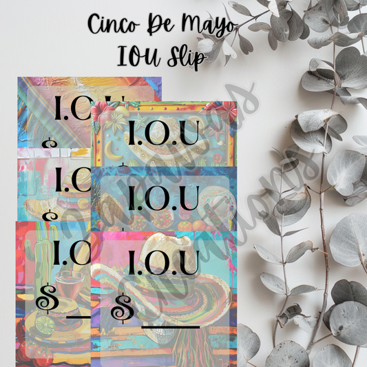 I.O.U Budgeting Slip | Cinco De Mayo Theme | Digital Download | Cash Budget Slips | Set of 6