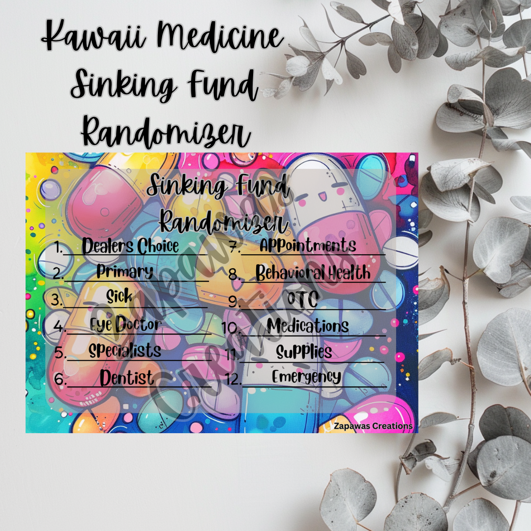 Kawaii Medicine Binder Dashboards COMPLETE SET Dashboard 4x6 | Digital PNG Download | Cash Budgeting | Printable