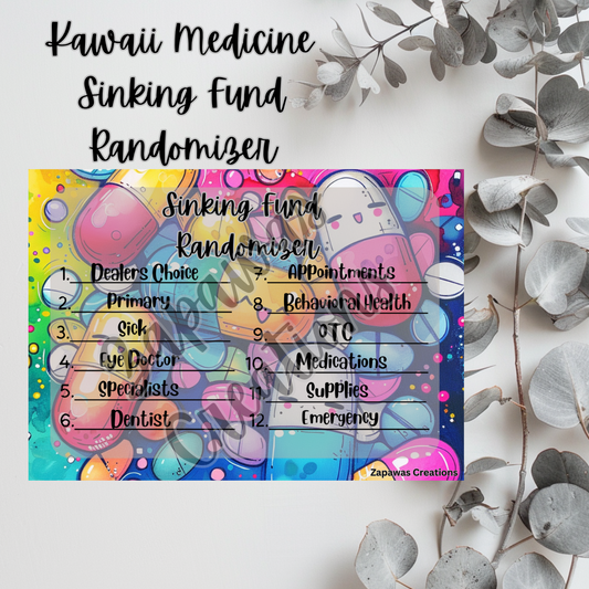 Kawaii Medicine Binder Dashboards COMPLETE SET Dashboard 4x6 | Digital PNG Download | Cash Budgeting | Printable