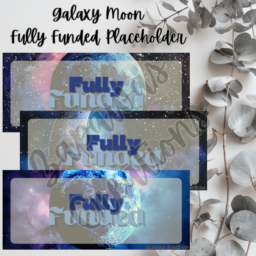 Moon Galaxy Money Placeholder | Digital Download | Fully Funded Slips | Set of 3