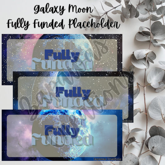 Moon Galaxy Money Placeholder | Digital Download | Fully Funded Slips | Set of 3